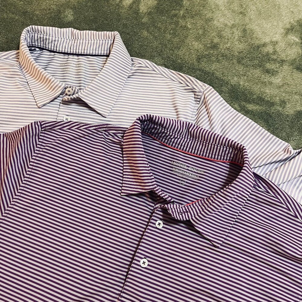 Lot/2 Michel Rouen perfomance golf polo short sleeve shirts striped XL